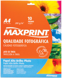 PAPEL PHOTO ALTO BRILHO - 10 FOLHAS A4 - 200 g/m�