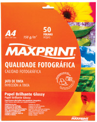 PAPEL PHOTO BRILHANTE GLOSSY - 50 FOLHAS A4 - 150 g/m�